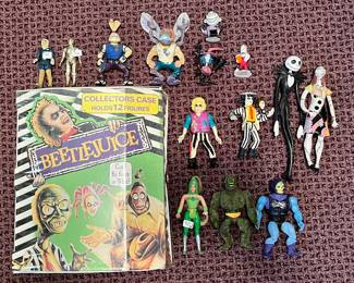 Vintage figurines: Beetlejuice, He-man, Nightmare Before Christmas. Teenage Mutant Ninja Turtles, Star Wars, Addams Family
