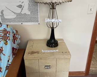 MCM lamp and nightstand 
