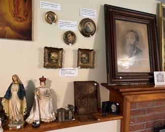 Antique album and photos, large turn if the century framed photo,