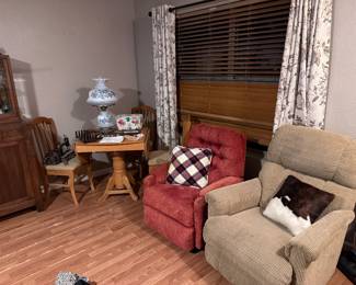Recliners, table and chairs