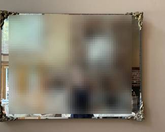 Mirror With Gold Tone Decorative Metal Corners