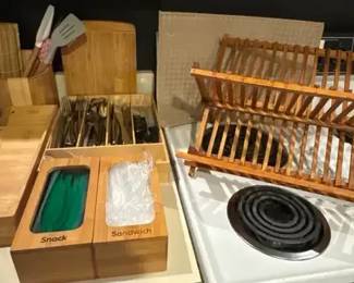 Wood Kitchen Organizers And Drying Rack