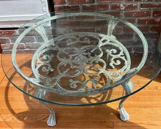 Wrought Iron Coffee Table with Glass Topremovable