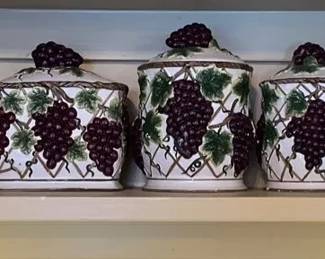 Grape Canister Set with Trivet and Candle Holder