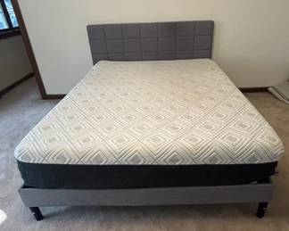 Grey Fabric Headboard and Frame with Sealy Queen Mattress Optional