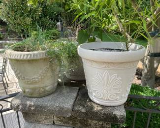 Two Matching Plastic Planters Concrete Planter
