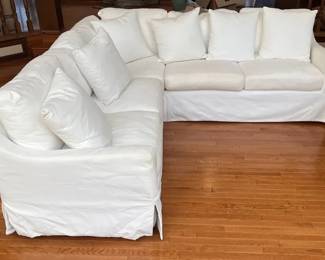 White Sectional Slip Cover Down