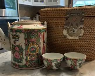 Japanese Tea Set with Basket