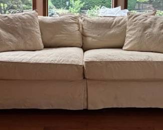 Cream Color Textured Slipcover Sofa
