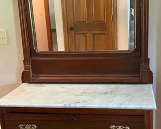 Old Marble Top Dresser with Mirror