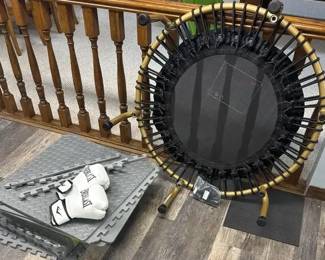 Exercise Trampoline, Gym Mats and Boxing Gloves
