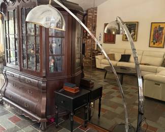Vintage Chrome Arc Floor Lamp w/Marble Base
