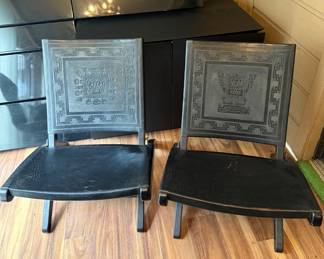 Available now! Tooled Inspires Leather Chairs, pair