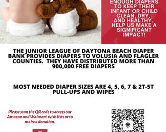 We've partnered with the Junior League of Daytona Beach to help support their Diaper Bank! Your generous donations will be accepted all 3 days of this Sale.