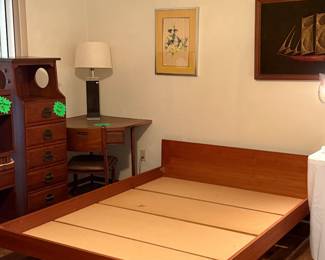 Queen Size Mid Century platform frame, measures 80” x 60”