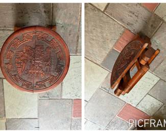 Tooled leather folding footstool