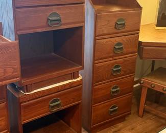 Available now! Kroehler 5 drawer tall chest and pair of matching nightstands 