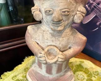 Terracotta ceramic Pre-Colombian Mesoamerican style figurine