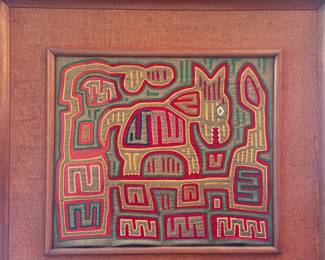 Hand stitched, framed Mola
