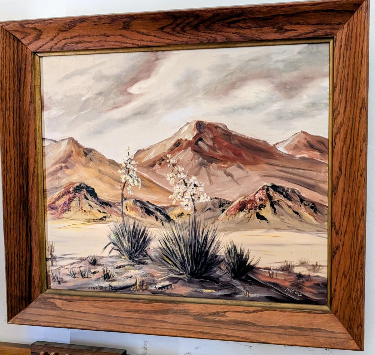 MCM Original desert scene oil painting by M Lewis