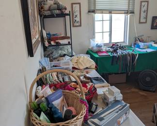 Bedroom #1 Women's clothes, shoes, purses and accessories. Sewing machines found in this room.
