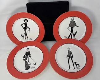 Nordstrom Limited Edition Ruben Toledo Fashionable Women Dogs Four Salad Plates