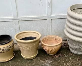 3 Large Ceramic Planters 5 Large Resin Planter