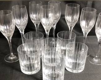 Vintage Mikasa Arctic Lights Pattern Crystal Fluted Glasses And Goblets Glasses