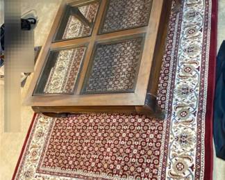 Large Surya Rug With Floral Design Square Coffee Table With Glass Inlays