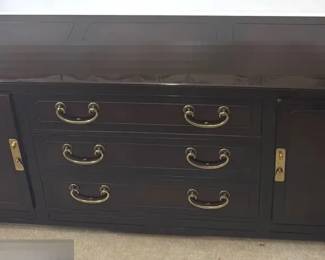 02 Hickory White Mandarin Collection Dark Wood Sideboard With Brass Hardware
