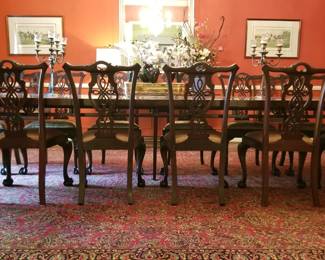 Formal dining room: table/chairs: seats 14