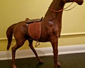 19thc French large leather wrapped horse