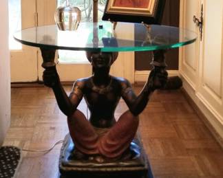 Two of pair Blackamoor tables