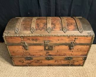 Antique Victorian Style Wooden Trunk