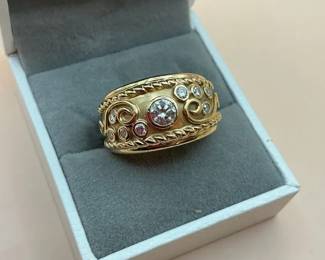Diamond  Gold Etruscan Ring