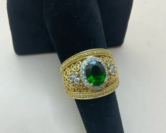 Oval Emerald Etruscan Ring