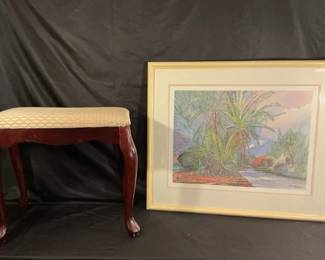Pen  Ink Watercolor And Bench