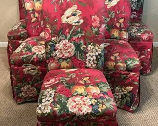 Vintage Floral Skirted Slipper Chair