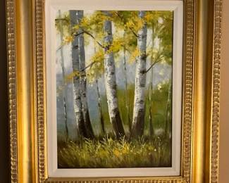 White Birch Trees Oil Painting
