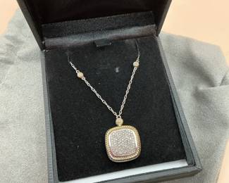 Pave Diamond Cushion Pendant