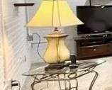 Glass/Metal End Table (2) Lamp (2), Pottery