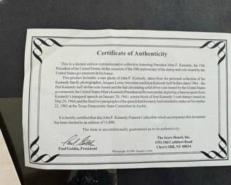The Score Board, Inc. John F. Kennedy Limited Edition Framed Collectible