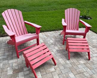 Luxeo HDPE Adirondack Chairs with Ottomans