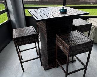 Wicker-Style Resin Patio Bar Set