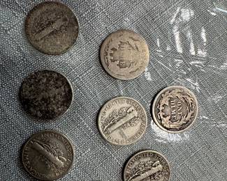 Lot of US 90% Silver Coins: Morgan Dollars, Peace Dollars, Quarters, Dimes, and Half Dollars
