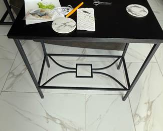 Black Metal Console Table with Geometric Base