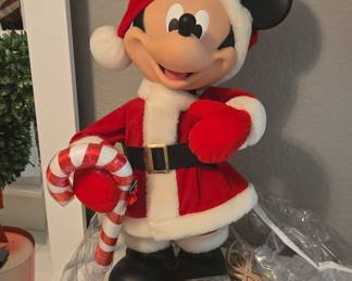 Vintage 1990s Santa's Best Animated Mickey Mouse with Candy Cane