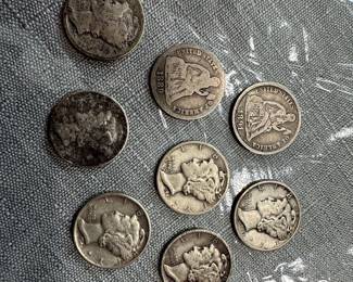 Lot of US 90% Silver Coins: Morgan Dollars, Peace Dollars, Quarters, Dimes, and Half Dollars