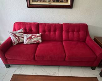 Mid-Century Modern Style Red Tufted Sofa