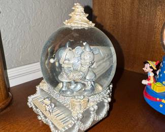 Disney Mickey and Minnie Mouse Silver Piano Musical Snow Globe